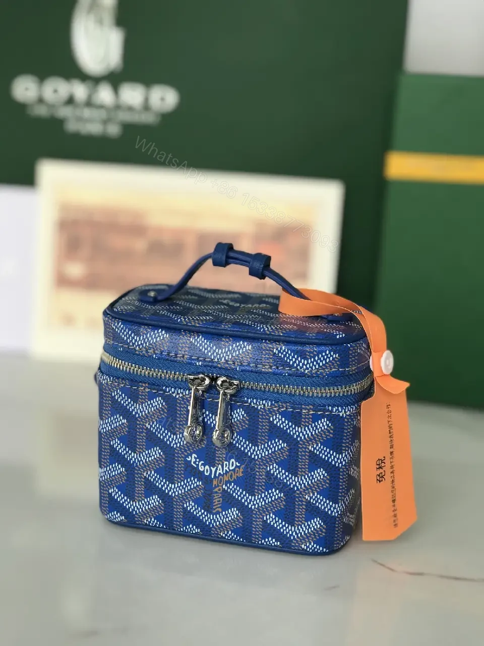 View 7 of Blue Patterned Structured Icon Bag - Durable Everyday Luxe Bag