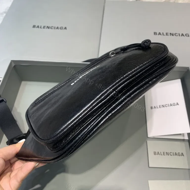 View 7 of Sleek Black Leather Belt Bag - Ultra-Refined Utility
