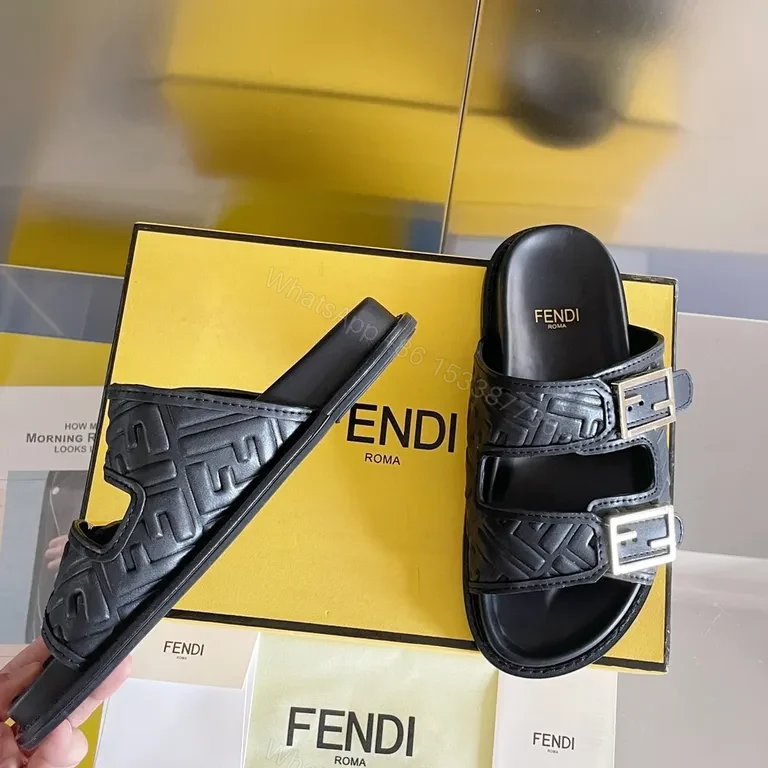 View 7 of Bold Textured Leather Slides with Hardware Detail - Luxury Menâ€TMs Slides