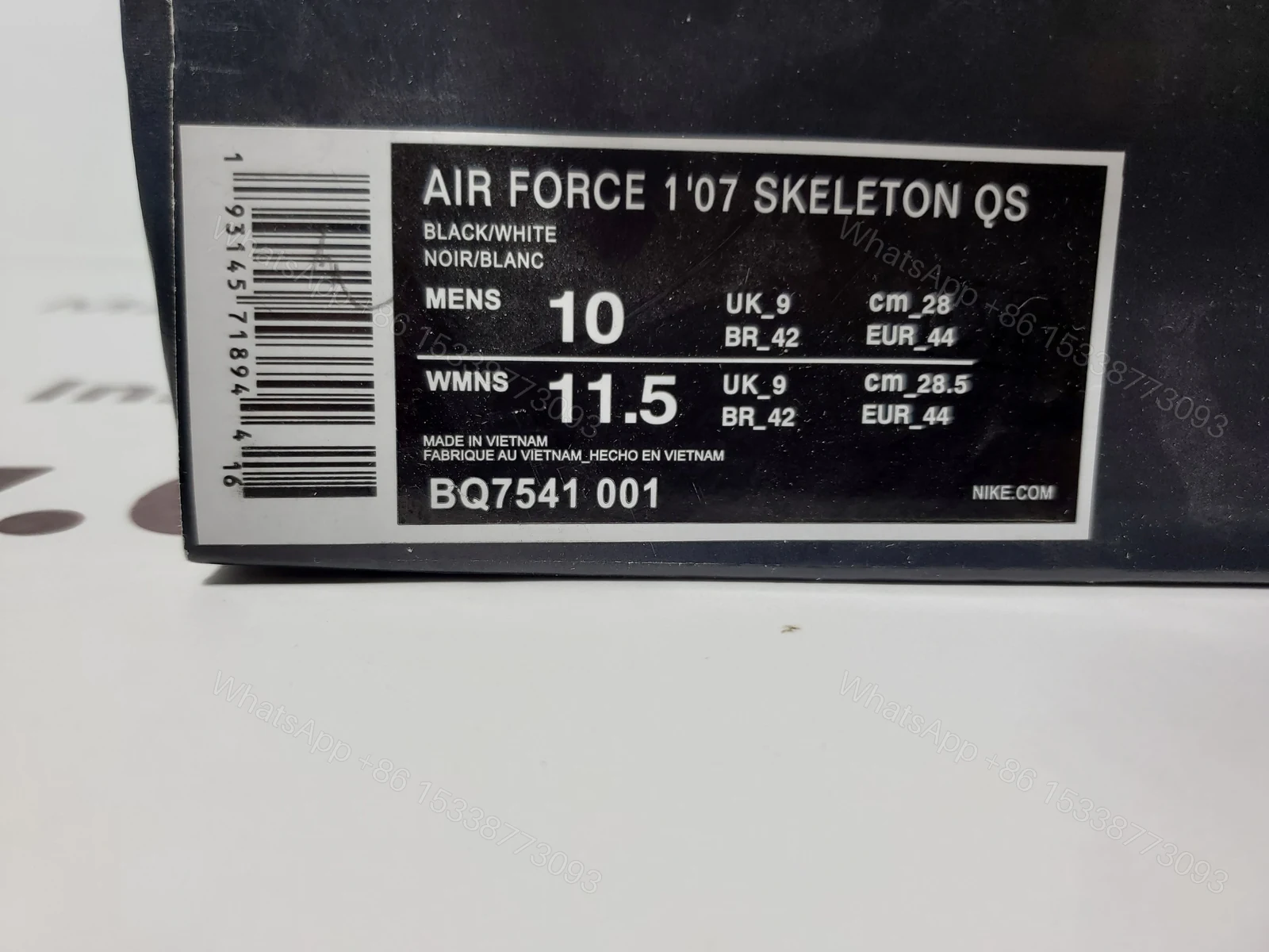 View 4 of Nike air Force Black Skeleton Halloween (2019) BQ7541 001