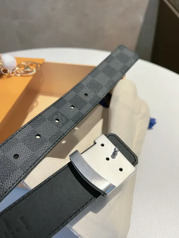 View 7 of Louis Vuitton Damier 35mm Belt â€“ Silver LV Buckle, Dark Graphite
