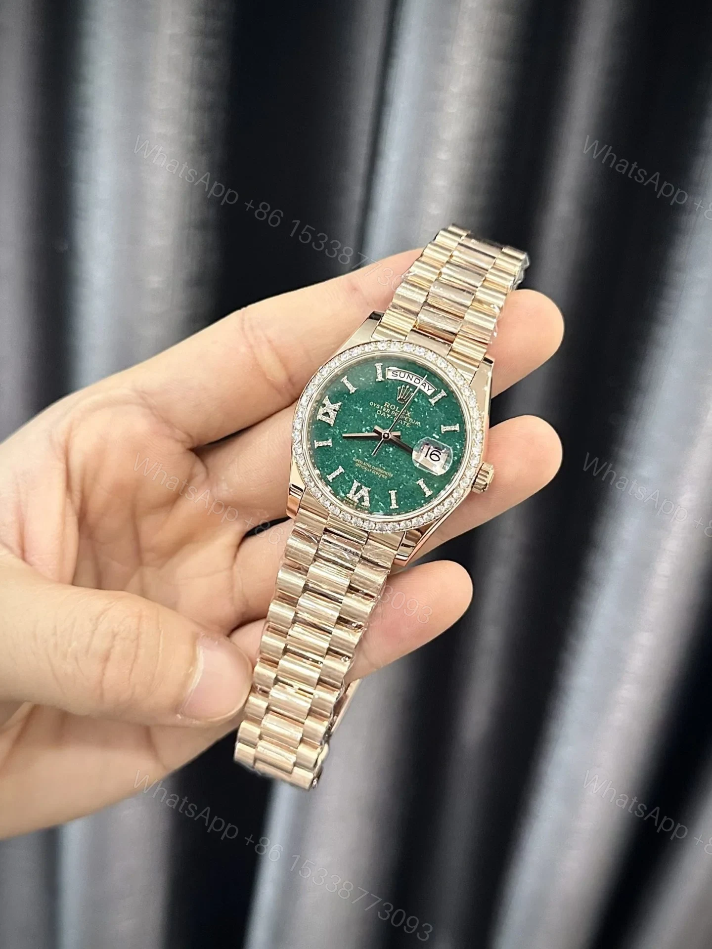 View 4 of Superclone Rolex Day-Date Green Aventurine Diamond Dial 128345rbr-0068 36 mm