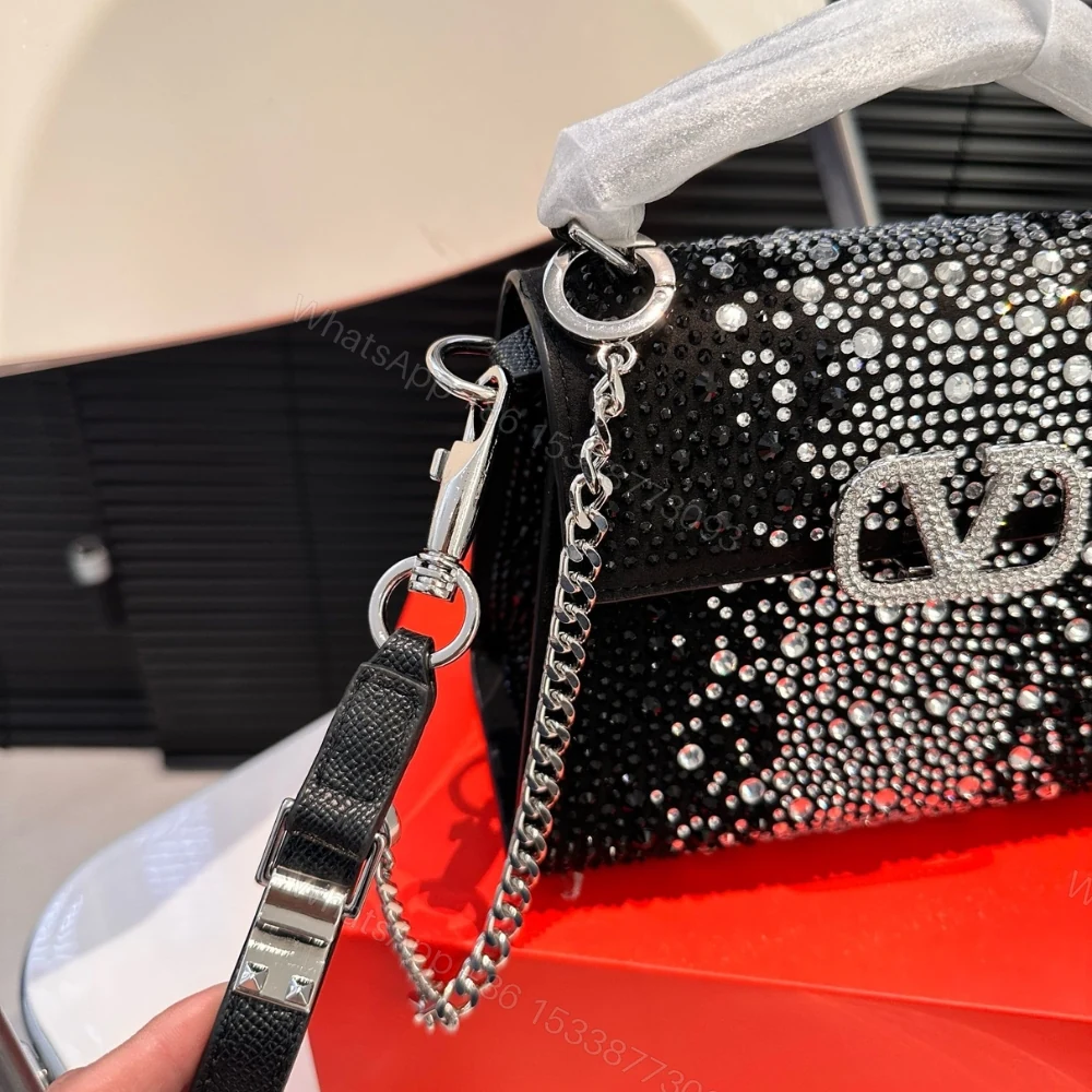 View 5 of VALENTINO GARAVANI VSLING CRYSTAL EMBELLISHED BAG IN BLACK 19CM