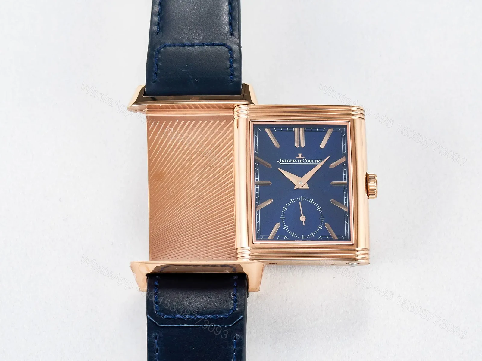 View 14 of Reverso Tribute Duoface Small Seconds RG MGF Best Edition Blue Dial on Blue Leather Strap A854A