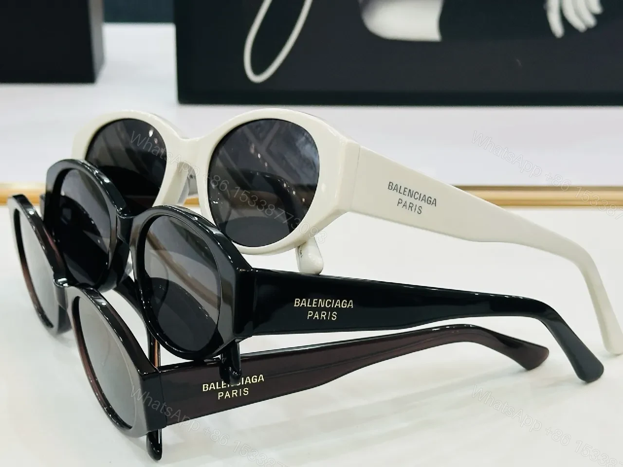 View 6 of Chic Black Acetate Cat-Eye Sunglasses: Luxury Comfort