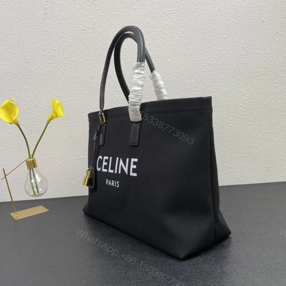 View 5 of CELINE HORIZONTAL CABAS TOTE CANVAS BLACK 33CM