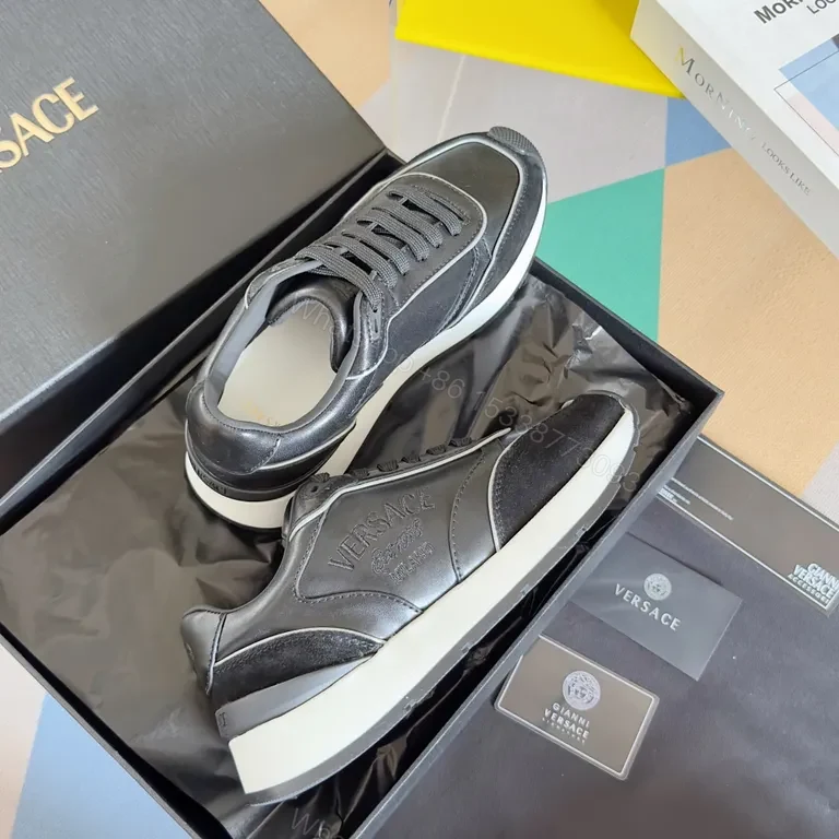 View 6 of Chic Luxe Black Sneakers: Versace-Inspired, All-Day Comfort