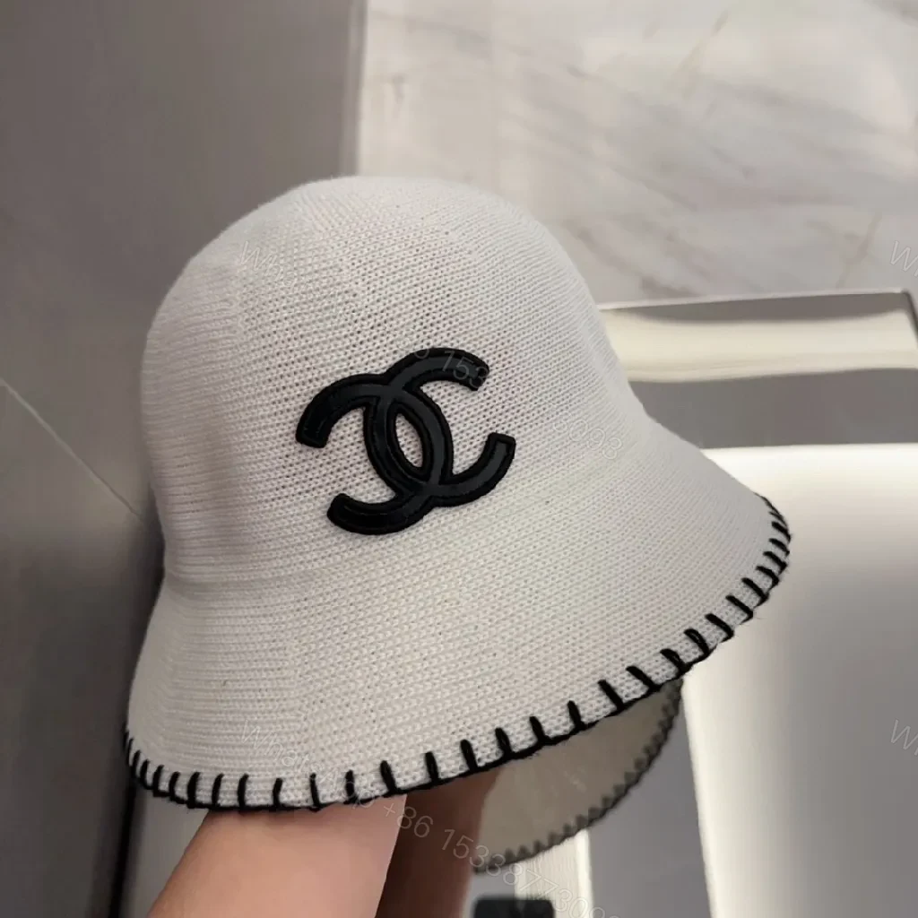 View 7 of Ivory Bucket Hat with Black Logo, Premium Stitching, one-size