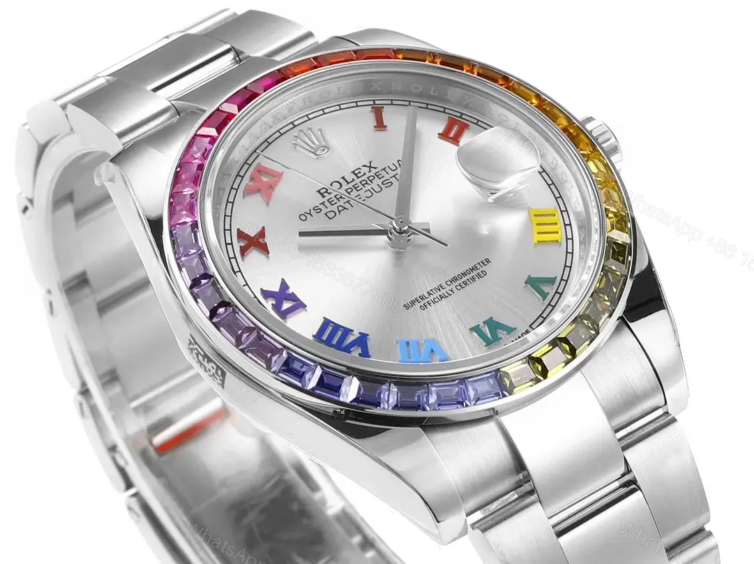 View 2 of Captivating rainbow datejust replica 36MM Silver Dial Edition RG-DJ36-RAINBOW-SILVER