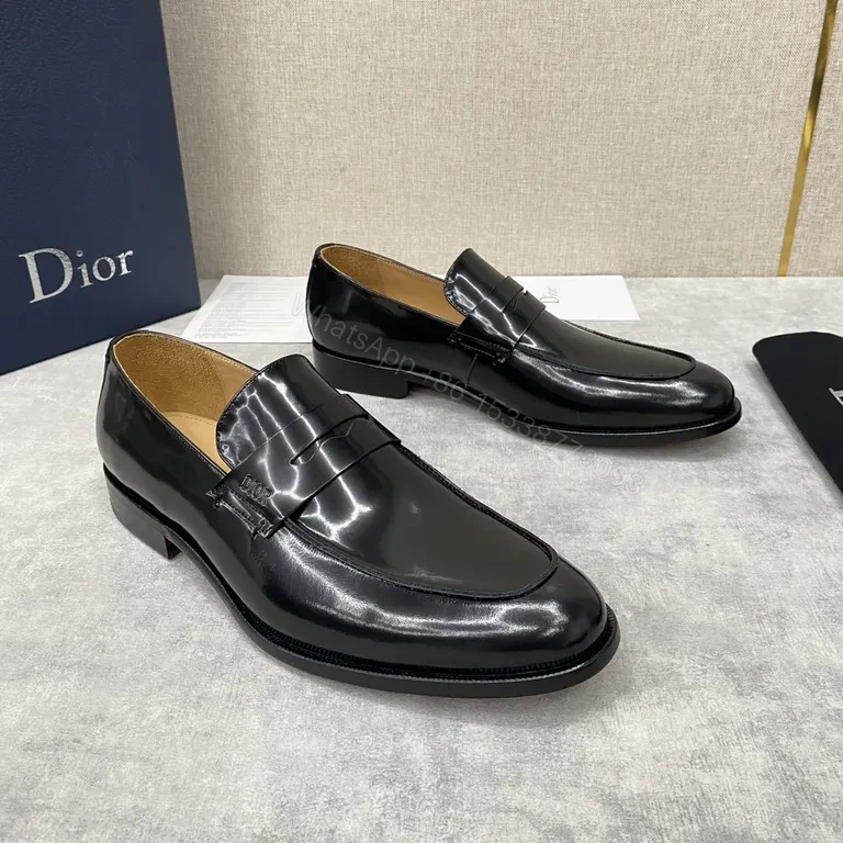 View 2 of Glossy Fringe Dior Loafers: Black Patent, Luxury Comfort