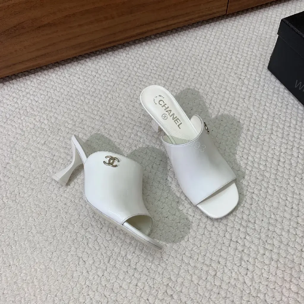 View 8 of White Satin Mules with Logo Hardware – Elevated Everyday Chic