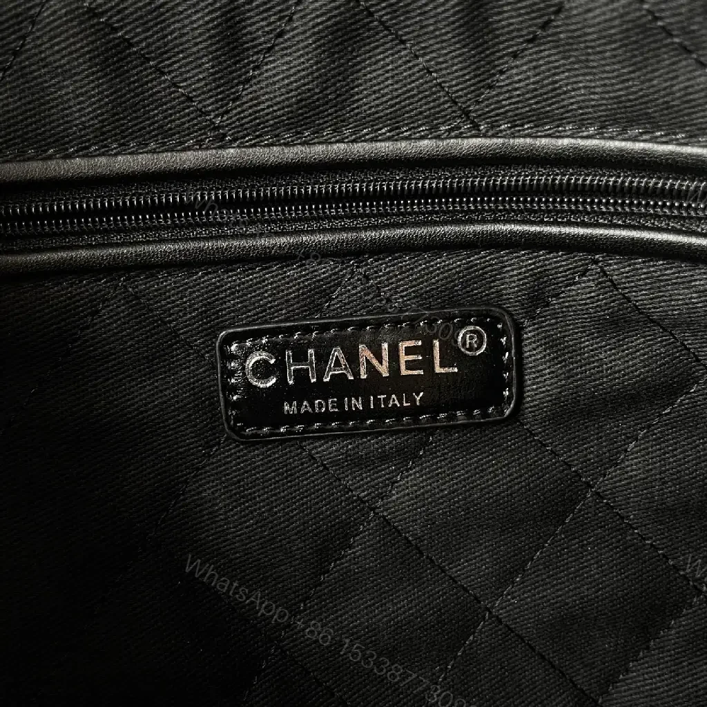 View 8 of Black Satin Quilted Bag with Diamond Stitching, Silver Chain Strap