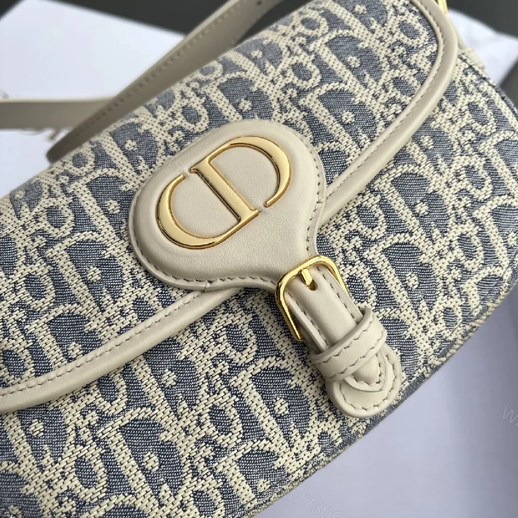 View 5 of Cream Leather-Trim Monogram Crossbody with Gold Turn-Lock, Compact Style