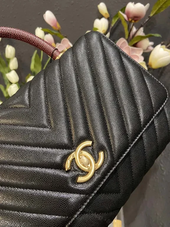 View 7 of Black Quilted Mini Bag - Gold Hardware, Chain Strap, Luxe Texture