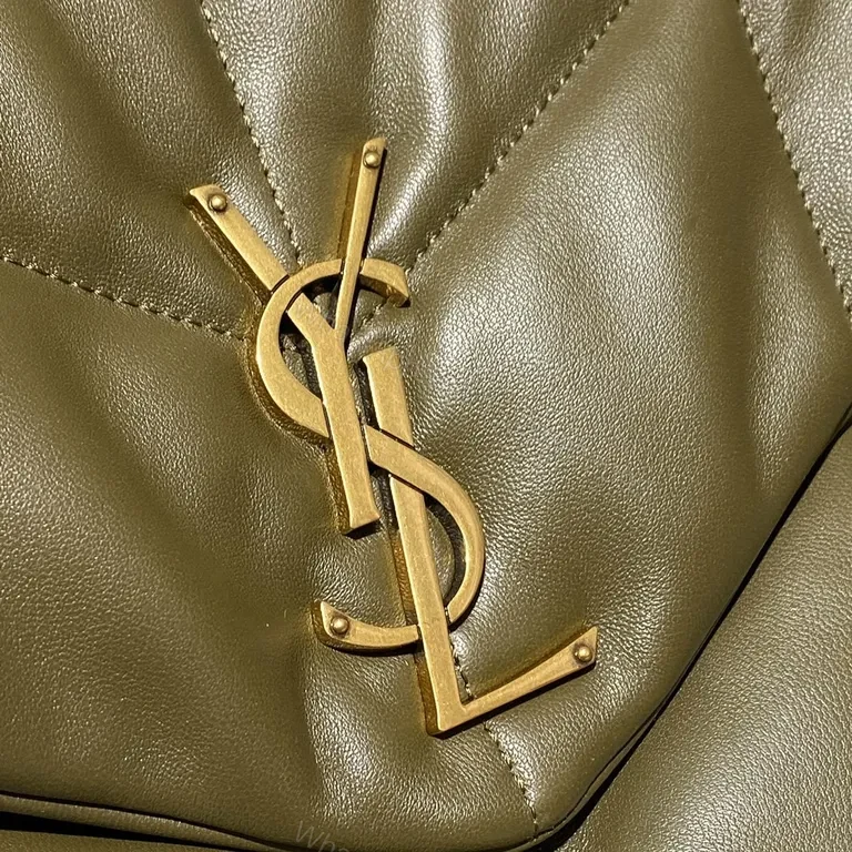 View 4 of Olive Green Quilted YSL Shoulder Bag: Gold Chain Luxury