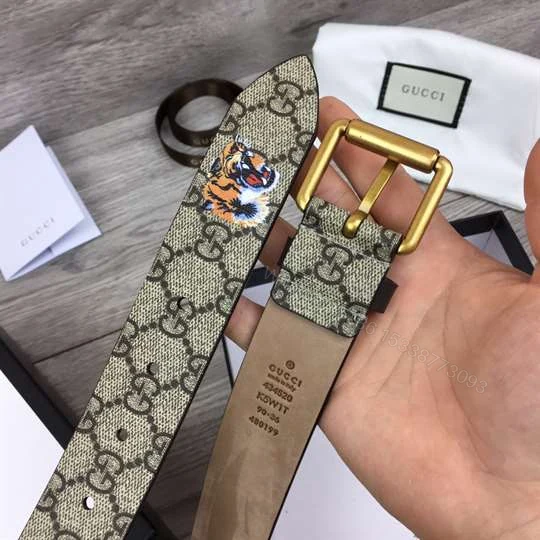 View 4 of GUCCI TIGER PRINT GG SUPREME BELT – B40