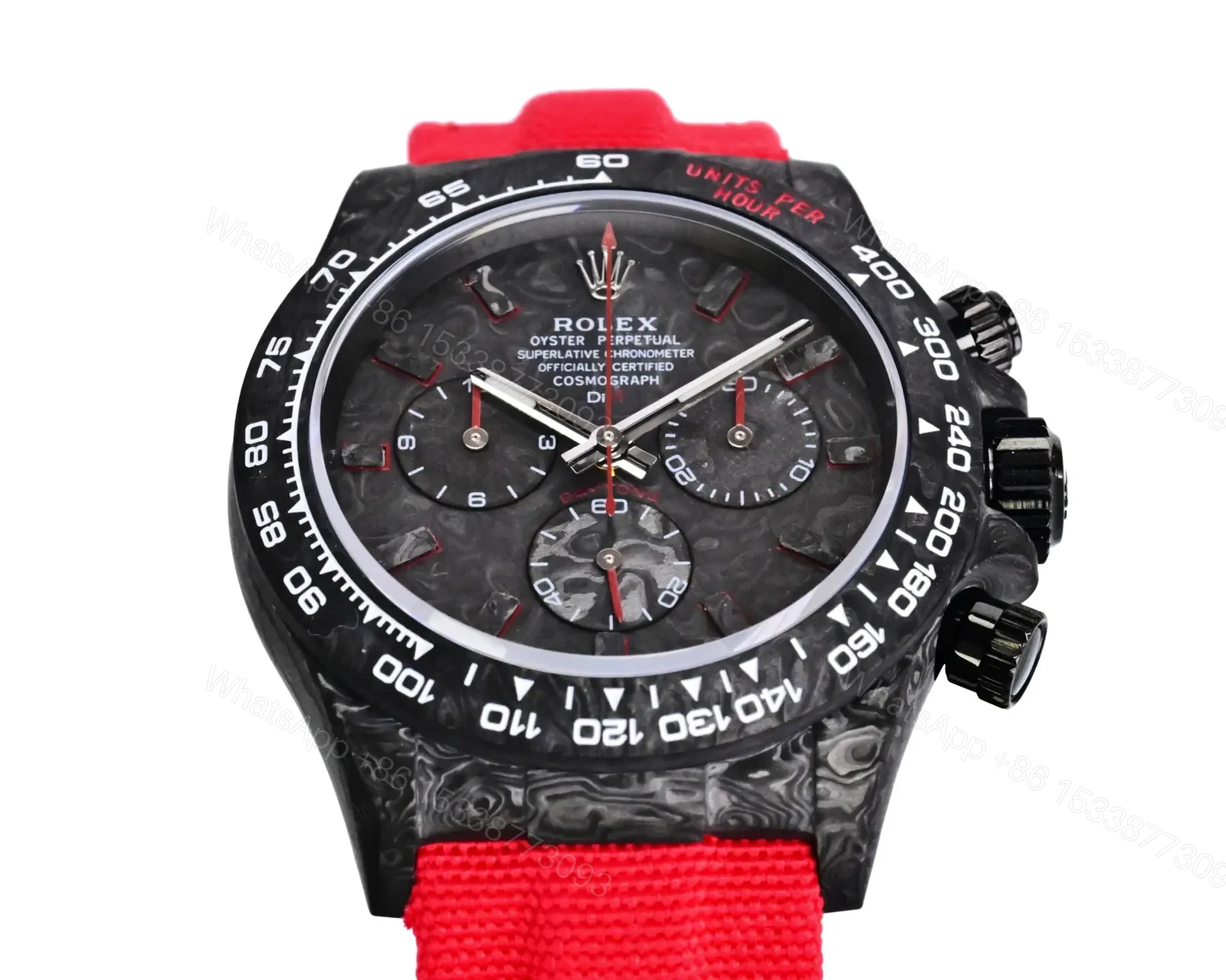 View 4 of Best Rolex Daytona Carbon Red Strap replica 40MM Edition RG-DAYTONA-CARBON-RED-STRAP-40