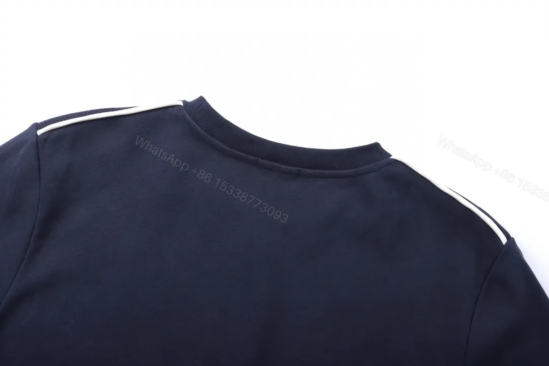 View 5 of Navy Cotton Crewneck with Subtle Moncler Badge Feature