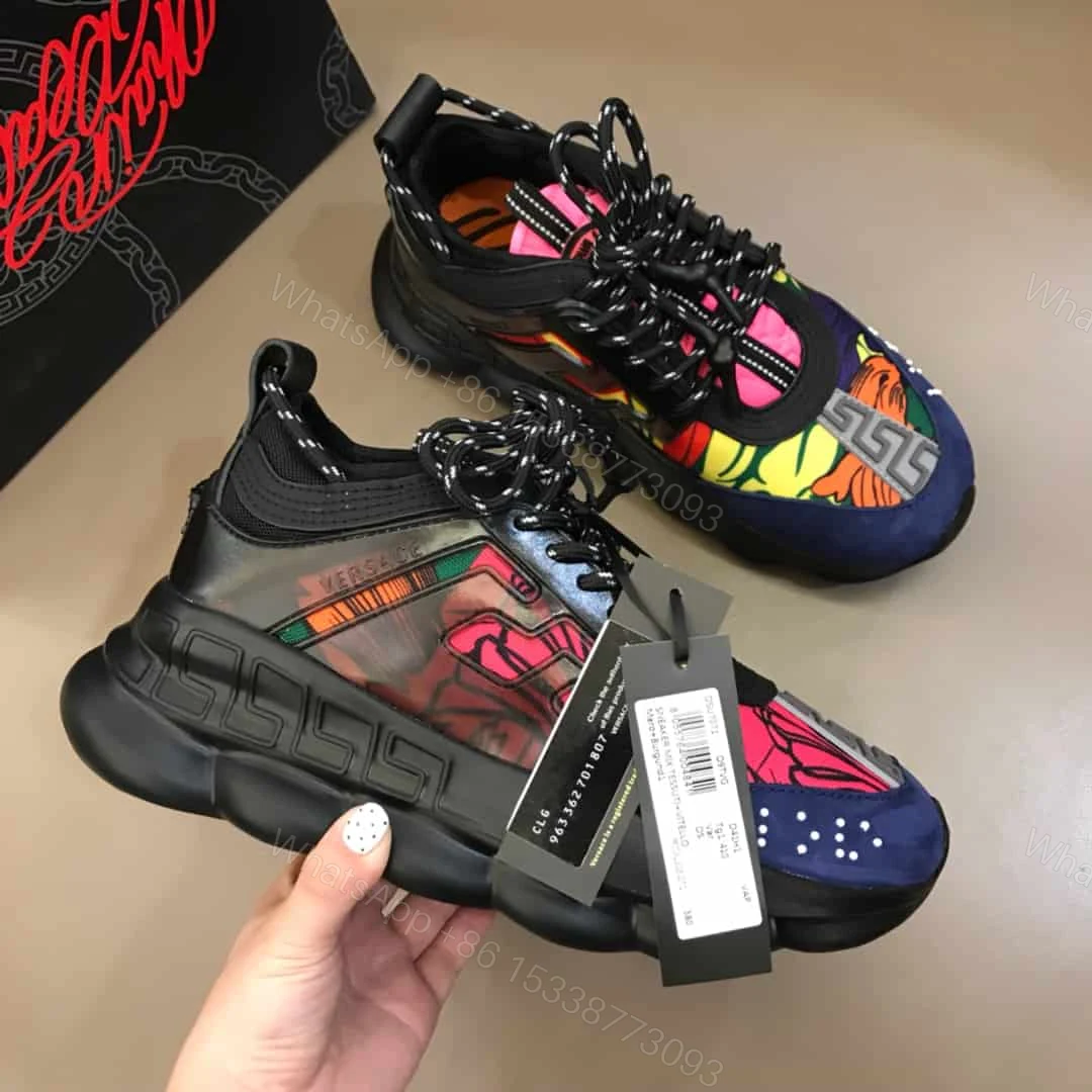View 2 of VERSACE BLACK AND MULTICOLOURED CHAIN REACTION SNEAKERS – VS8