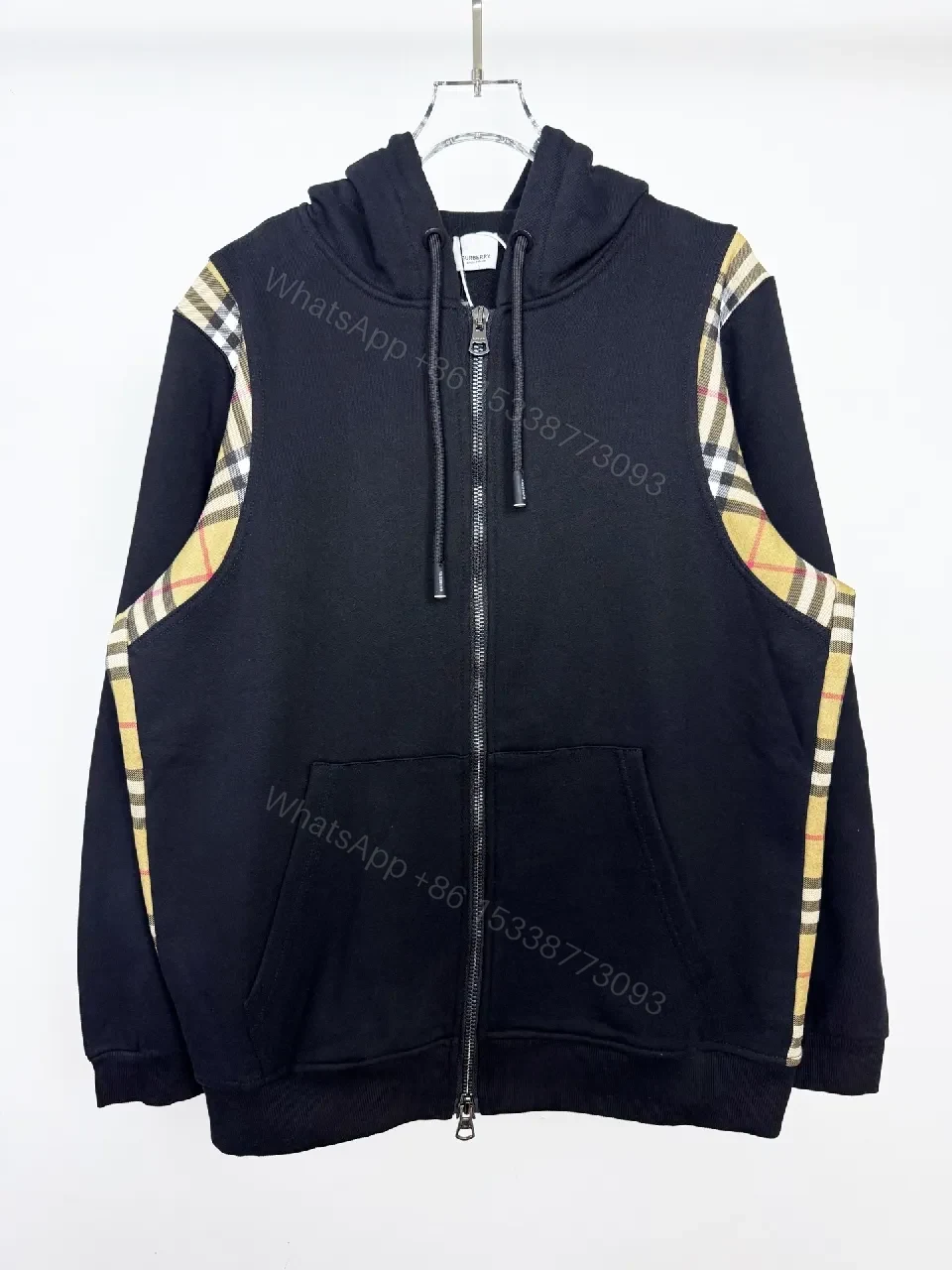 Bold Hoodie with Plaid Trim - Luxe Everyday Comfort Hoodie — view 1