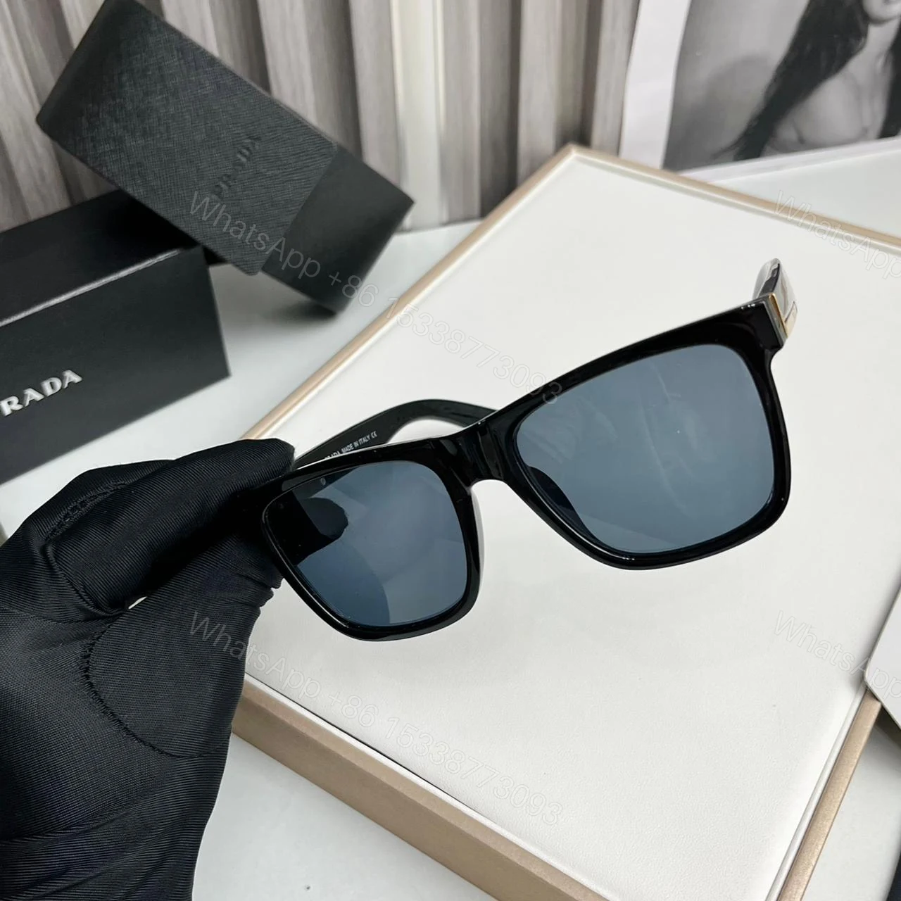 View 2 of Prada Square Havana Black Sunglass