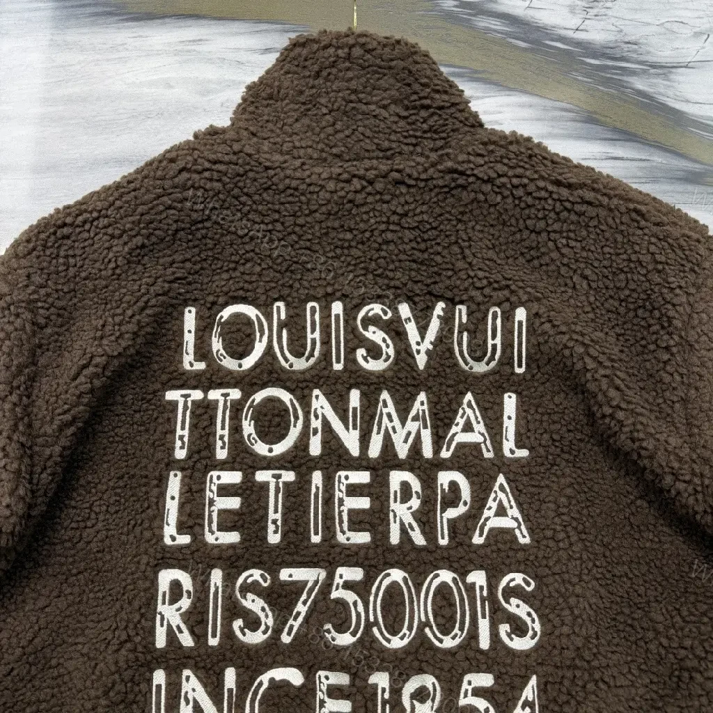 View 9 of Brown Sherpa Bomber Jacket with Monogram – Cozy Luxury Outerwear
