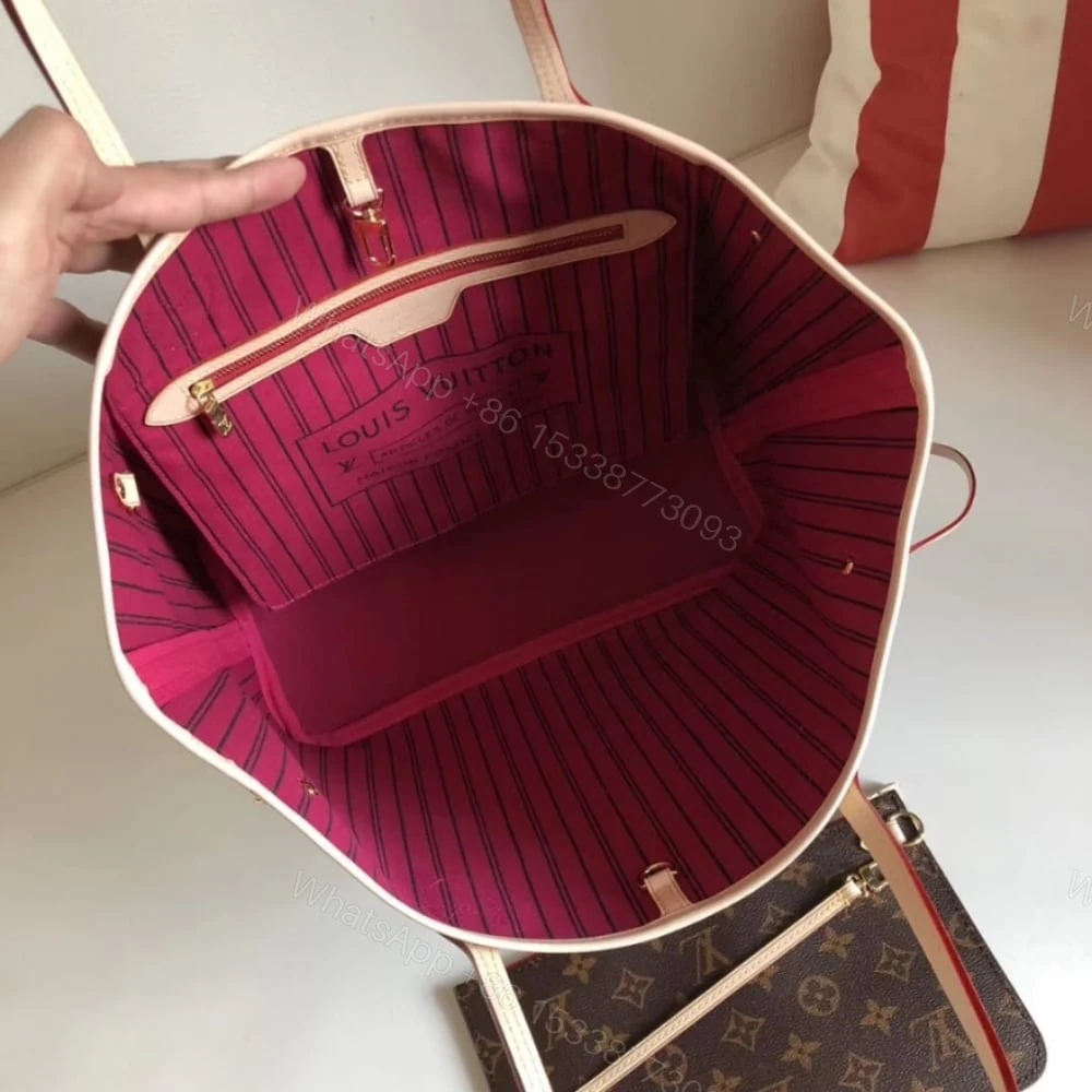 View 5 of Louis Vuitton Neverfull MM Pivoine Pink 31Cm M41178