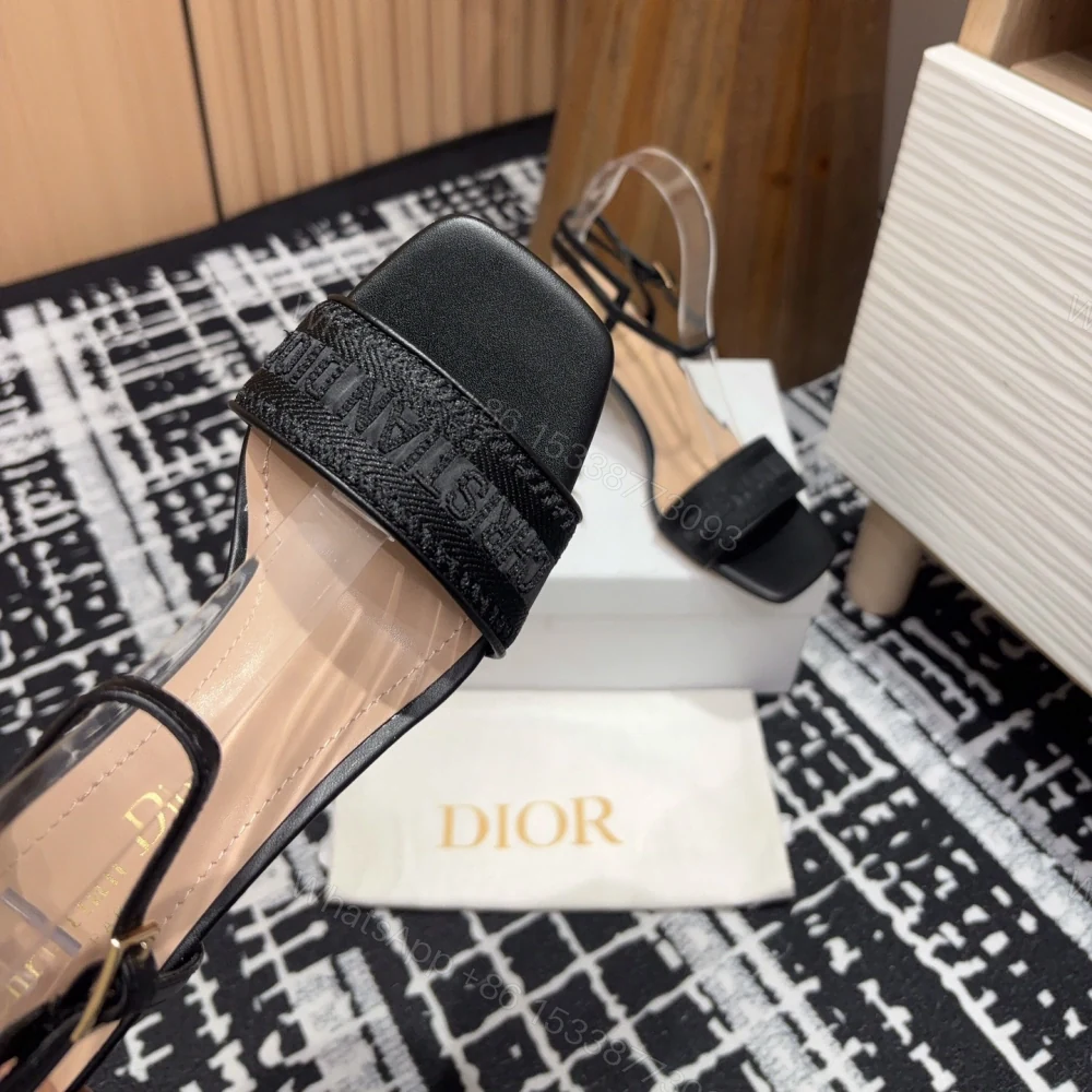 View 5 of 高仿Dior*Dway系列KDQ896一字高跟刺繡涼鞋黑色免檢版