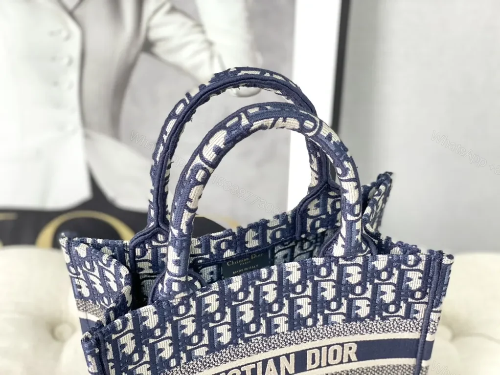 View 7 of Iconic Dior-Inspired Navy Beige Tote: Structured Luxury Bag