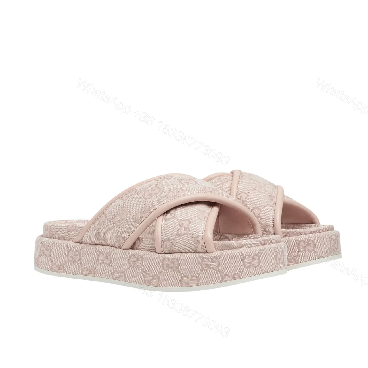 GUCCI WOMEN’S GG PLATFORM SANDAL LIGHT PINK 816798 FAD9D 6845 — view 1