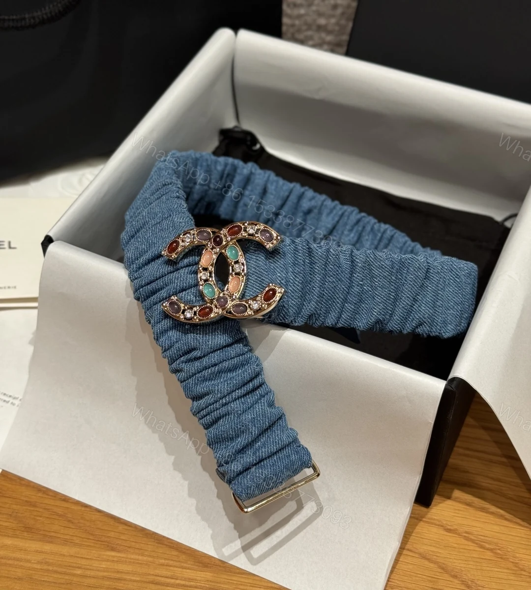 Chanel牛仔彩寶雙C扣女士腰帶 高仿小香風時尚皮帶 — view 1