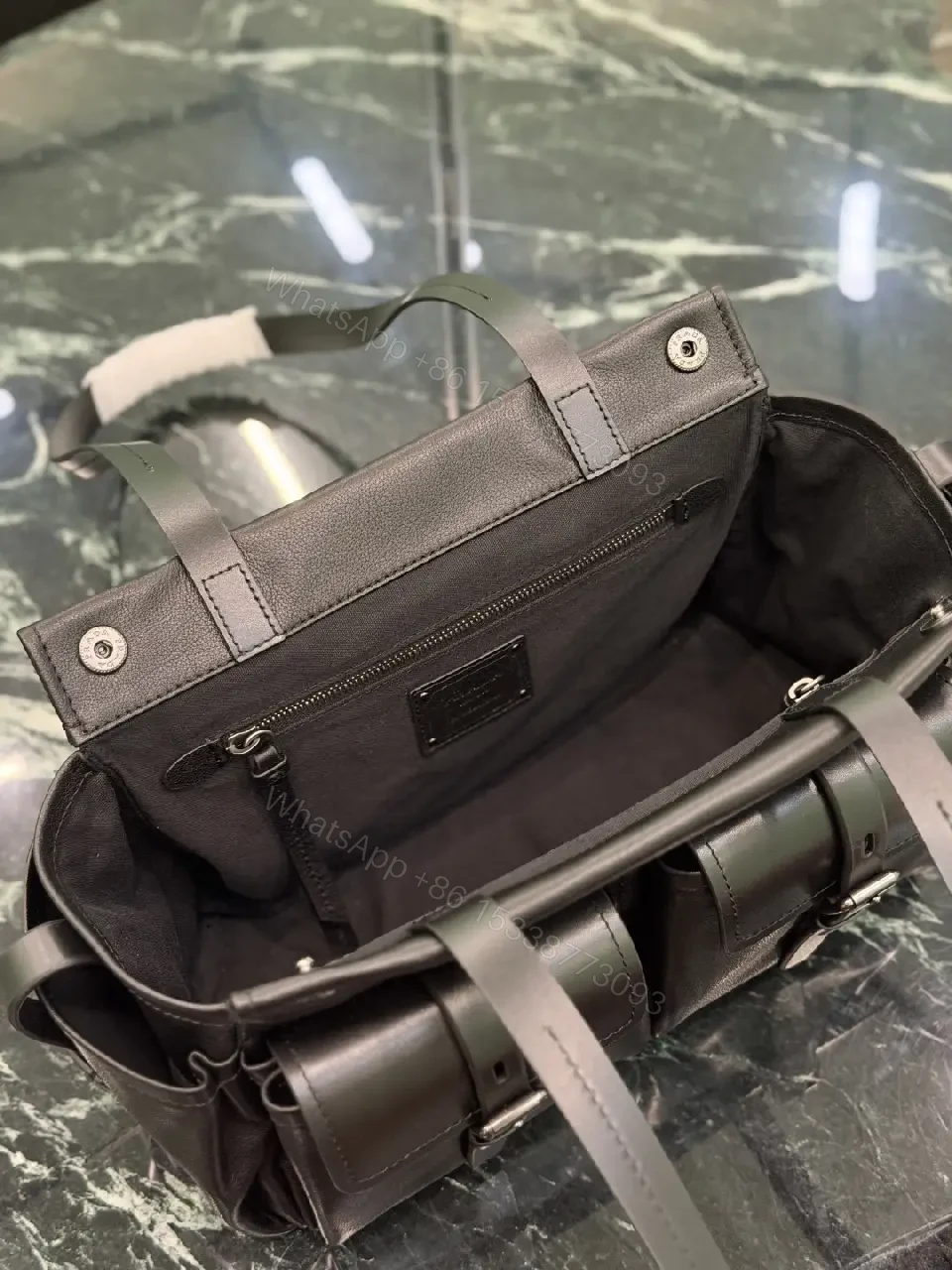 View 9 of Chic Black Leather Carryall: Structured Luxury Tote