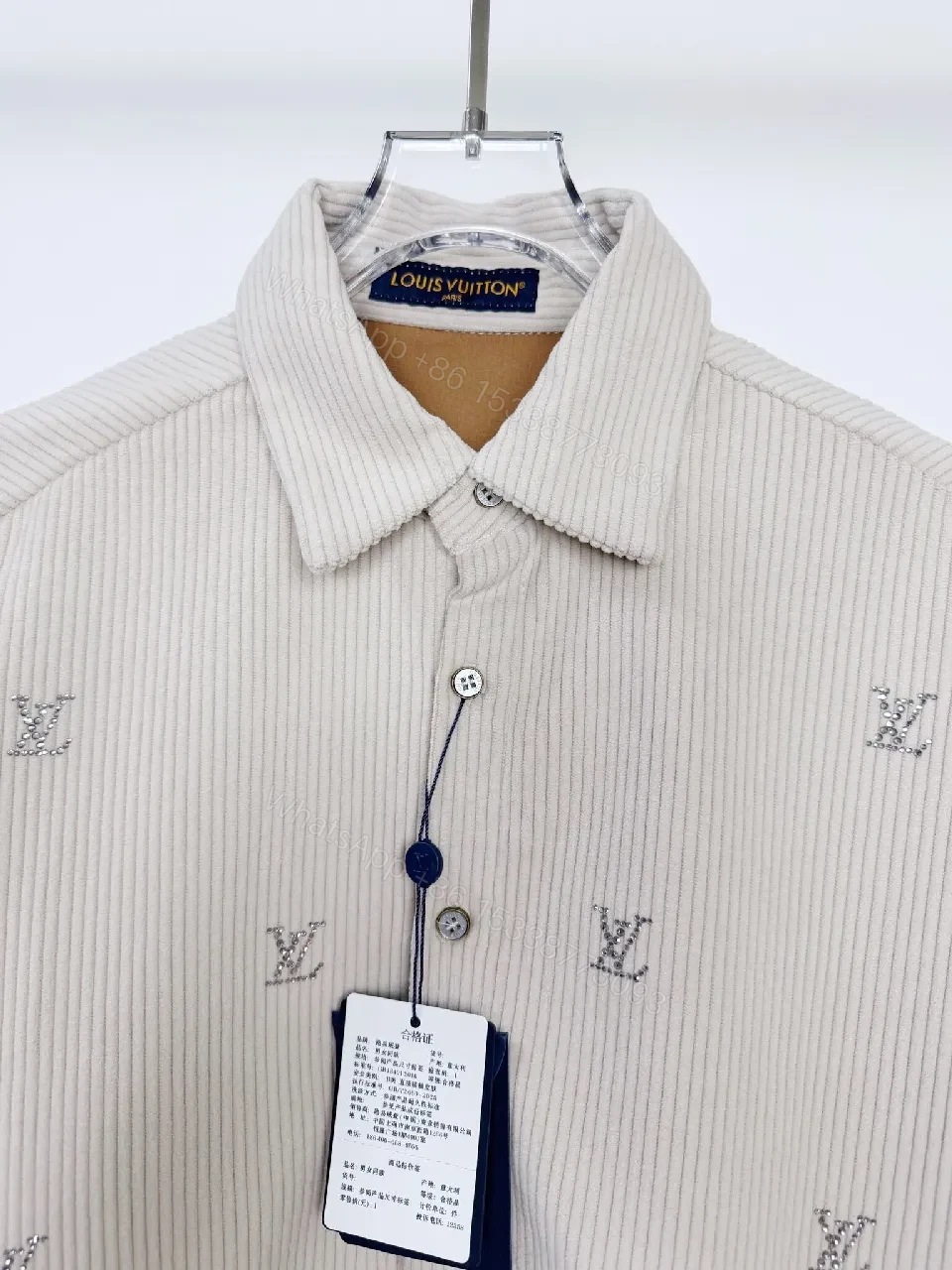 View 2 of Textured Corduroy Shirt — Subtle Monogram Luxury Shirt