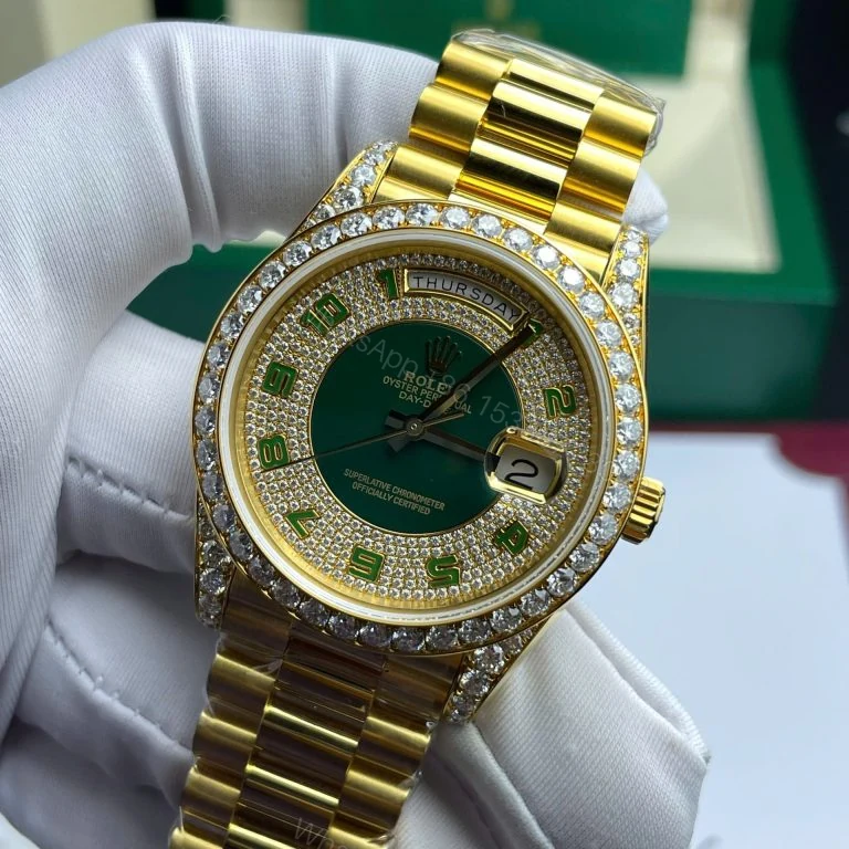 Day-Date 40mm Super Clone Gold Wrapped Moissanite Diamonds — view 1