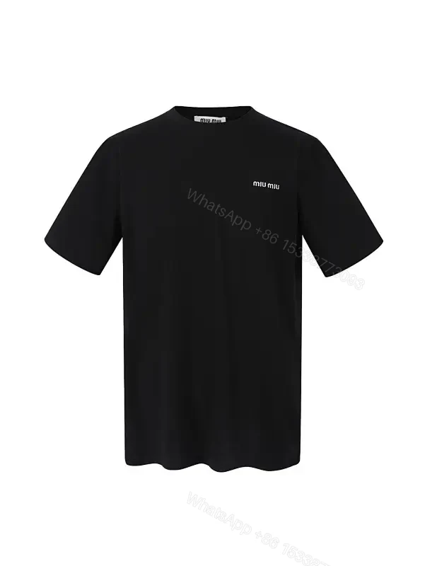 Black Cotton Minimalist Tee – Subtle Chest Logo, Premium Essential — view 1