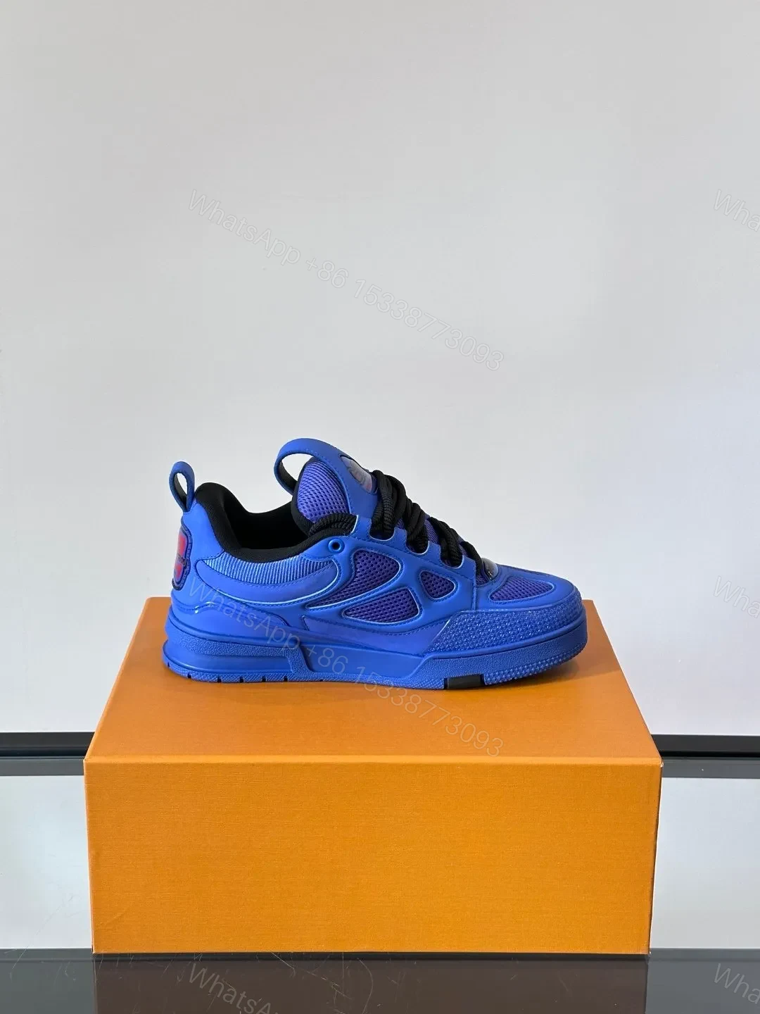 View 6 of LV Men Blue Mesh And Leather Sneakers