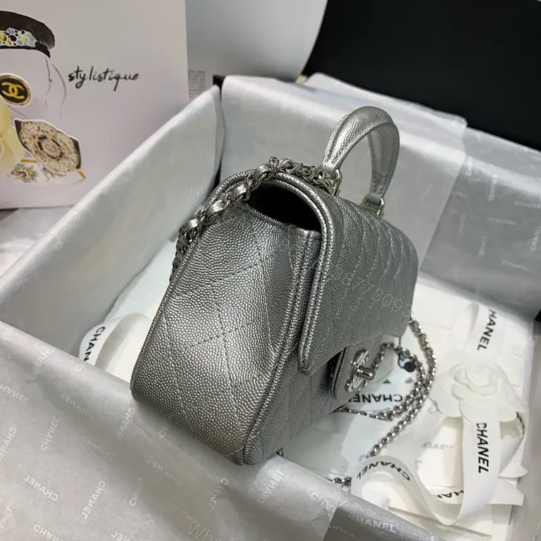 View 2 of Metallic Quilted Flap Bag â€” Modern Shine, Timeless Craft
