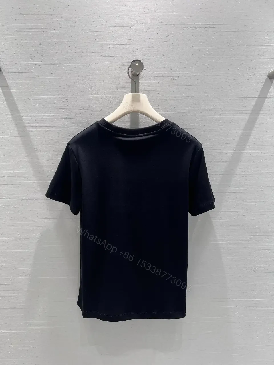 View 8 of Black Cotton Embroidered Logo T-Shirt - Subtle Luxury, Everyday Confidence