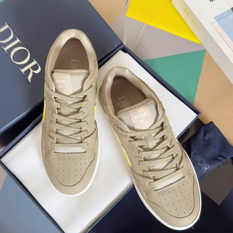View 5 of Chic Dior-Inspired Low-Top Sneakers, Neutral Palette