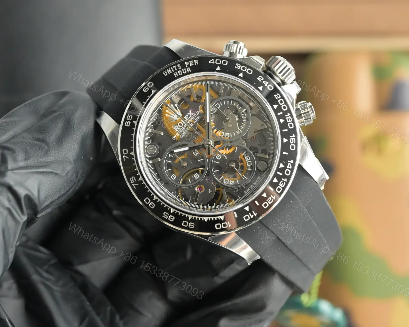 View 2 of Rolex Daytona Skeleton Black Dial Black Strap Edition 40mm RG-DAYTONA-SKELETON-BLACK