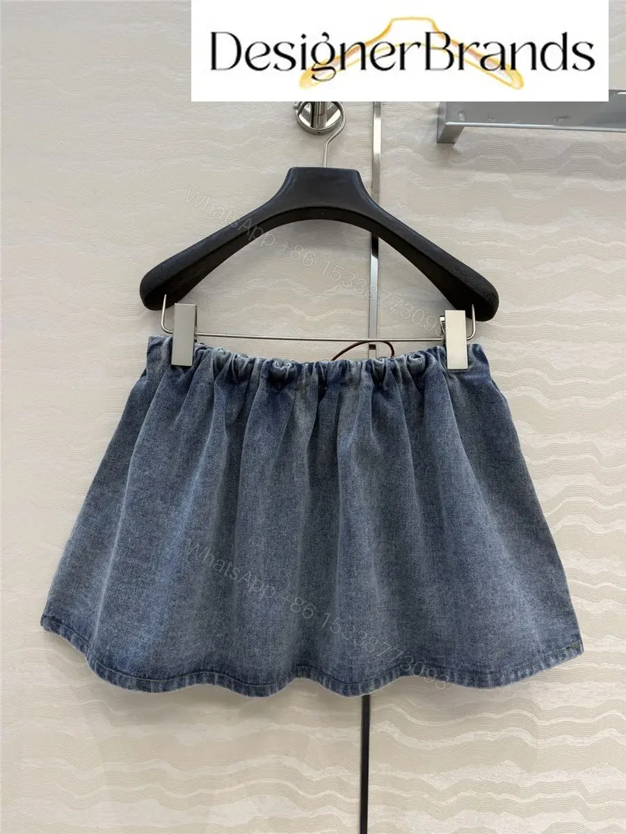 View 9 of Miu Miu Jewel-Blue Washed Denim Mini Skirt
