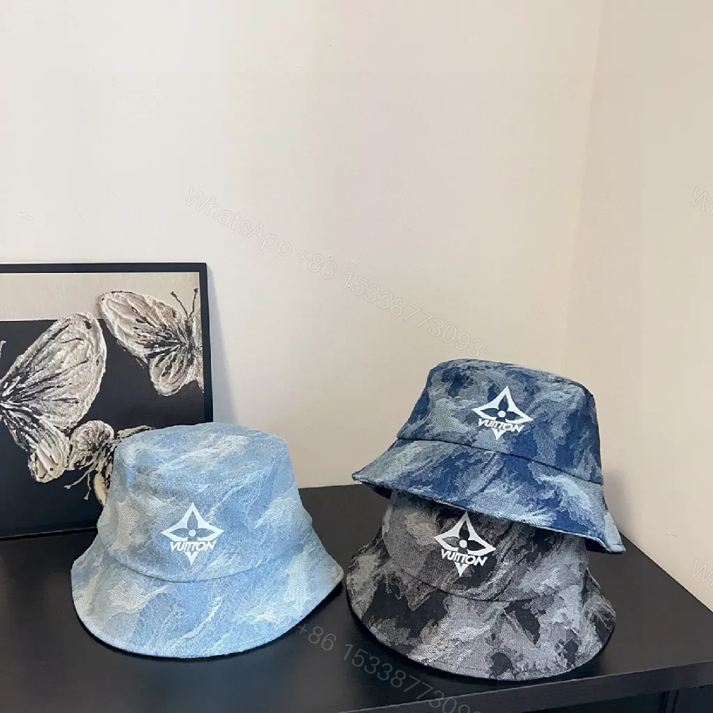 View 3 of Textured Denim Bucket Hat: Luxe, Designer-Inspired Emblem