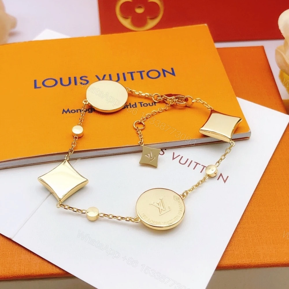 View 3 of Louis Vuitton Color Blossom BB Bracelet Gold Tone With Blue Q05979