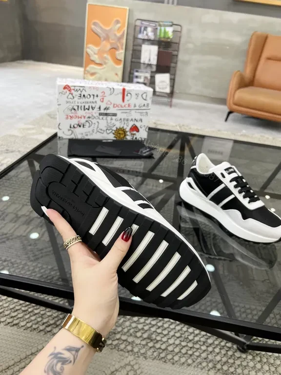 View 5 of Chic Black & White Mesh Leather Sneakers â€” All-Day Comfort