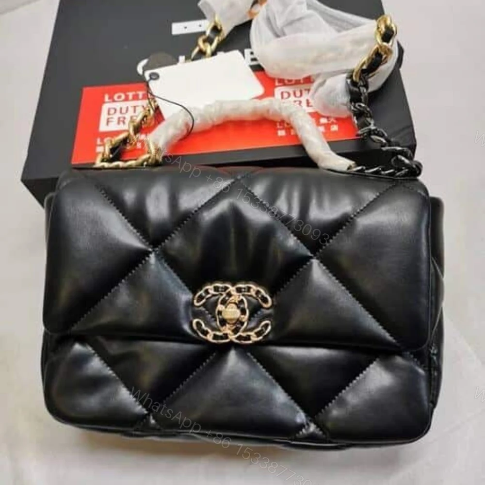 View 3 of Chanel 19 Flap Bag Shiny Gold And Silver Tone Black 26Cm AS1160 B04852 94305