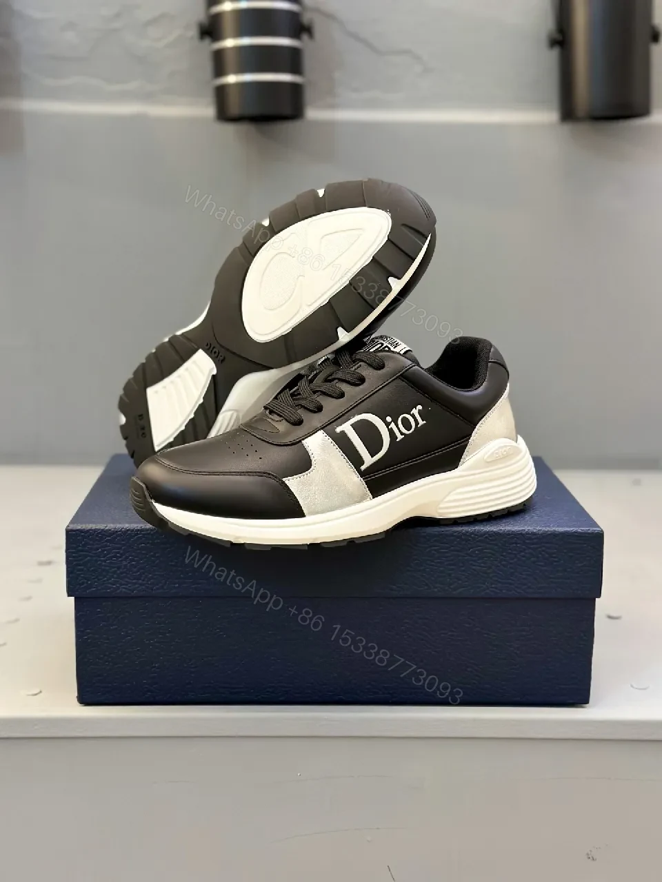 Premium Black & Silver Designer-Inspired Runner Sneakers — view 1