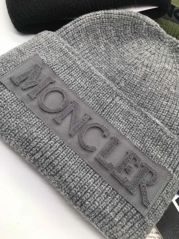 View 3 of Moncler Knit Beanie: Minimalist Texture, Warmth, Logo Patch