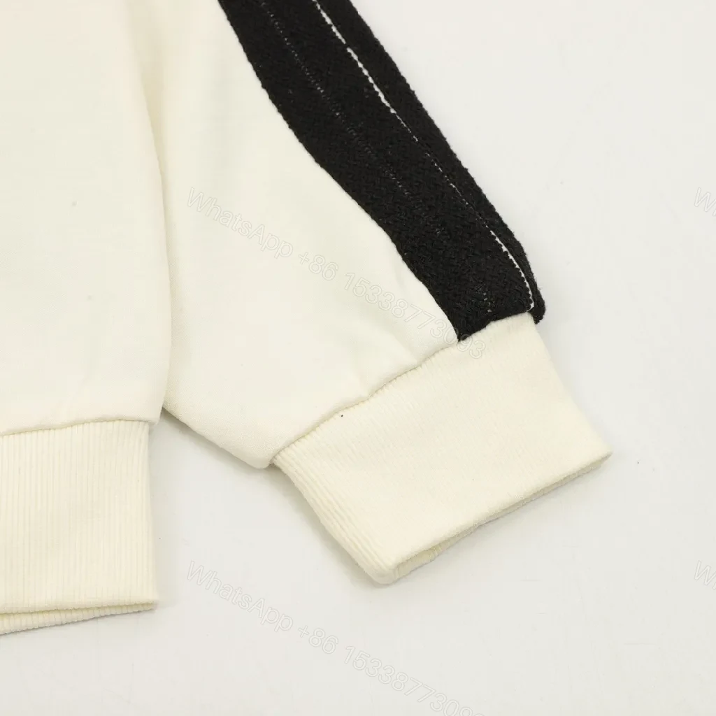 View 7 of Minimalist Luxury Hoodie: Contrast Stripes & Logo Zip Front Hoodie