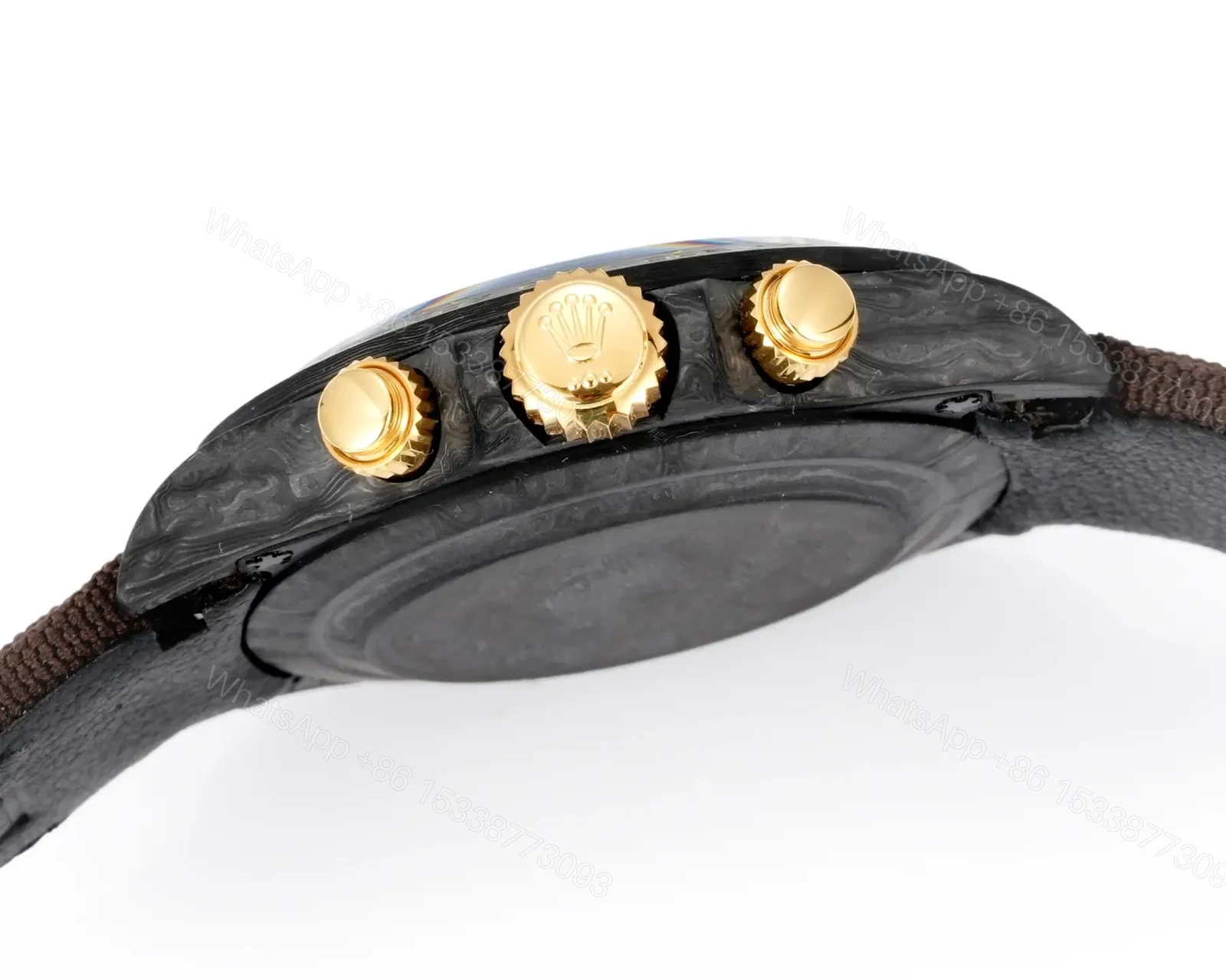 View 6 of Best Rolex Daytona Carbon Art Dial replica 40MM White Fabric Strap Edition RG-DAYTONA-CARBON-ART-WHITE-STRAP-40