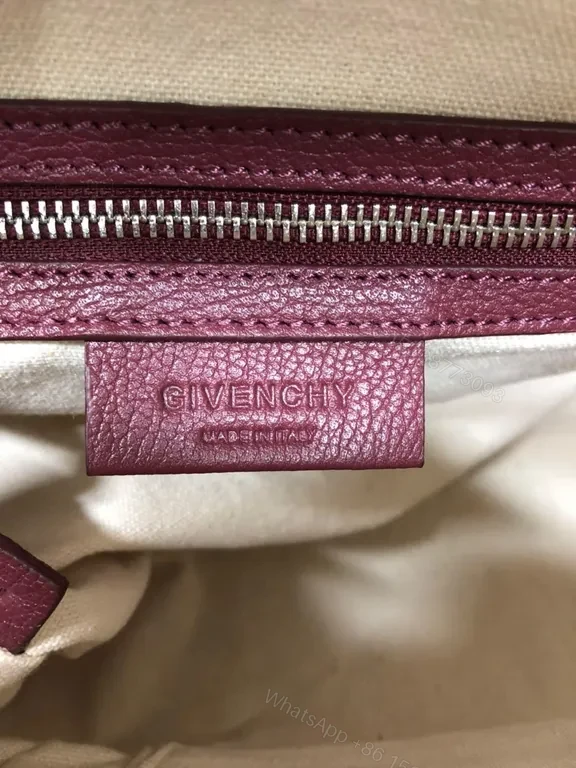 View 3 of Burgundy Pebbled Leather Handbag: Structured Luxury Tote
